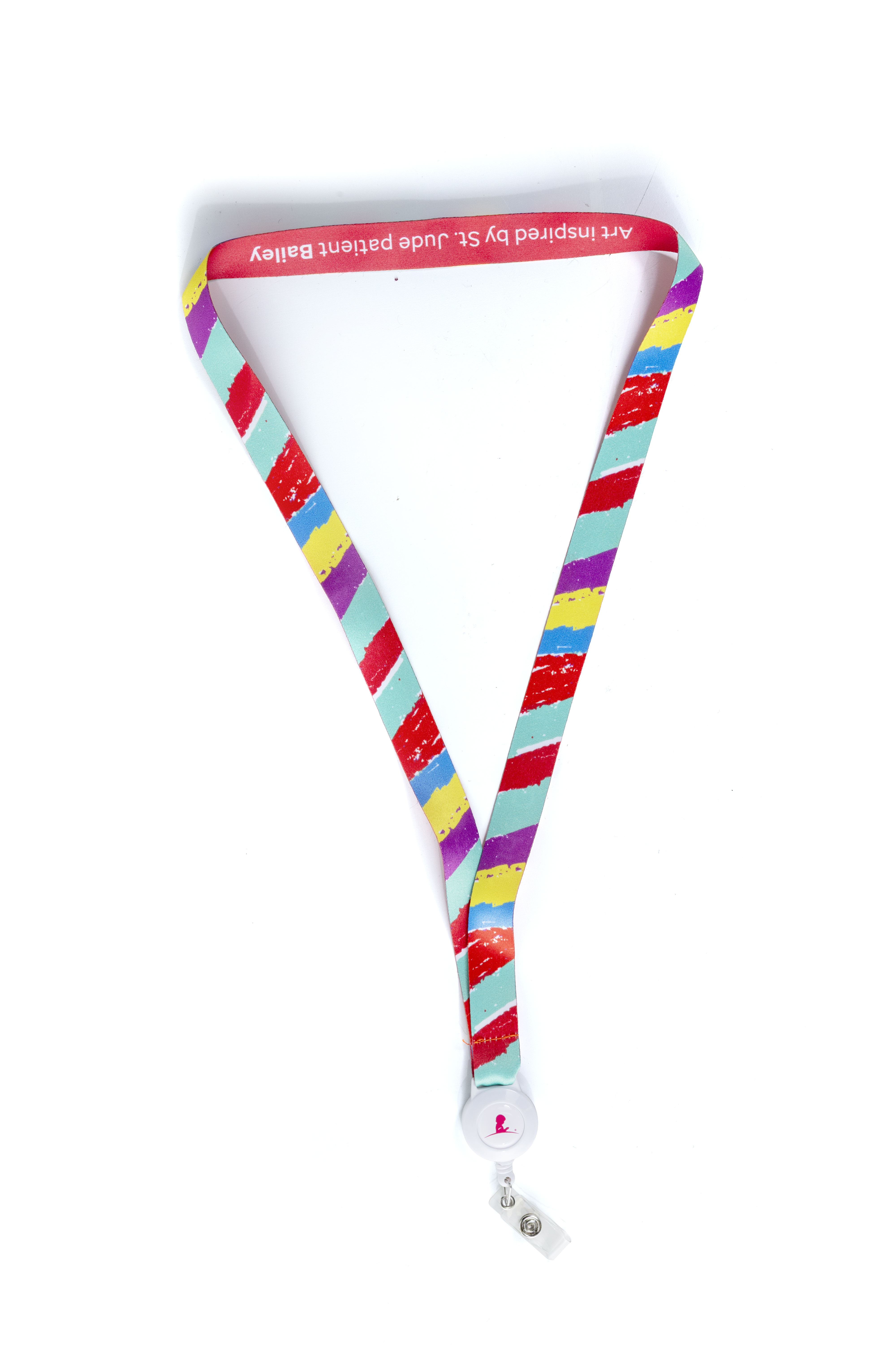 Primary image Patient Art Rainbow Striped Lanyard - Bailey